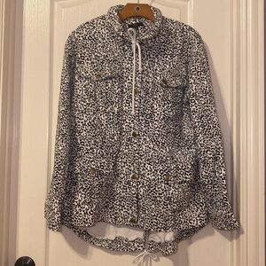 Fate Women's Leopard Print Military Style Zip Up Jacket Size Small NWOT